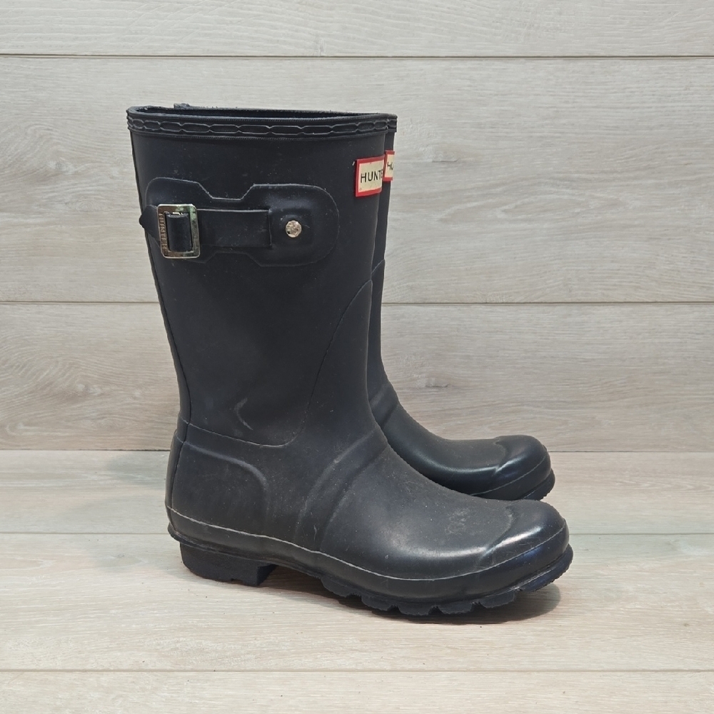 Hunter Women Blue Rain Waterproof Boots Shoes Sz 7